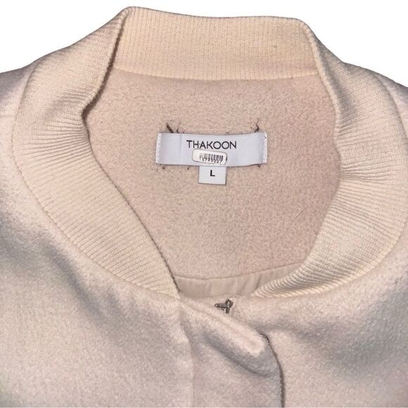 Thakoon Collective Pocket Front Coat Wool Blend Off White Womens Size Large - Picture 6 of 10